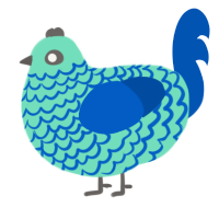 Dusksea, a mint and ultramarine chicken with a lace pattern