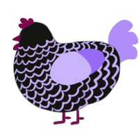 Plate, a black and lilac chicken with a lace pattern