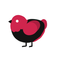 demo clone, a black and crimson chicken with a head pattern