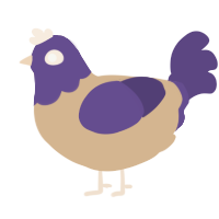 Dr Eggplant, a beige and overcast chicken with a head pattern