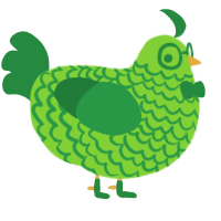 Dirk, a grass and viridian chicken with a lace pattern