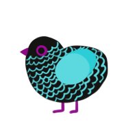 (unnamed), a black and aqua chicken with a lace pattern