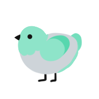 Pastel Miku, a mist and mint chicken with a head pattern