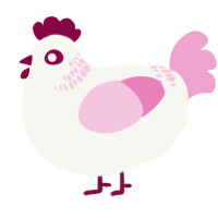 Petunia, a white and pink chicken with a neck-band pattern