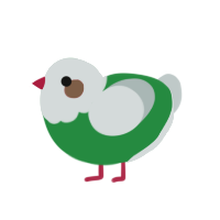 The Jokar, a viridian and silver chicken with a head pattern