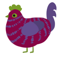 Nina, a maroon and overcast chicken with a bar pattern