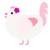 Beep, a white and rose chicken with a speckle pattern