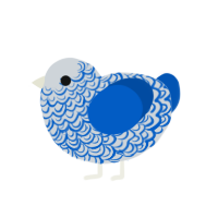 Hard, a mist and ultramarine chicken with a double-lace pattern