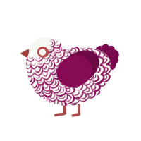 Tangle, a white and wine chicken with a double-lace pattern