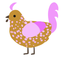 2424, a gold and lavender chicken with a speckle pattern