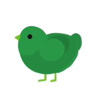 Peapod, a viridian chicken with a head pattern