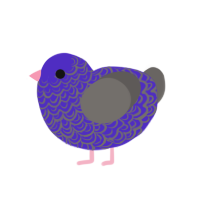 Banhammer Jr, a indigo and grey chicken with a double-lace pattern