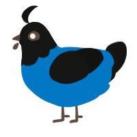 deep blue, a sapphire and black chicken with a speckle pattern