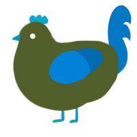 Kelp, a olive and sapphire chicken