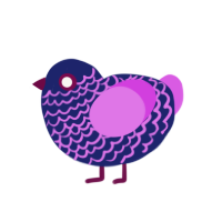 The Fated, a navy and orchid chicken with a lace pattern