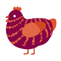 Emberly, a maroon and vermilion chicken with a bar pattern