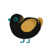 turpial, a black and gold chicken with a neck-band pattern