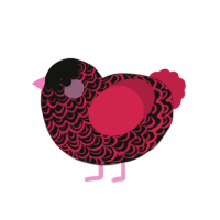 (unnamed), a black and crimson chicken with a double-lace pattern