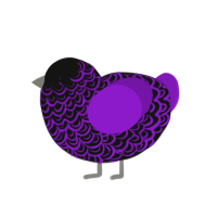 Weird cup, a black and violet chicken with a double-lace pattern