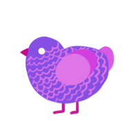 pink party, a blurple and orchid chicken with a lace pattern