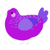 Just Dash, a amethyst and blurple chicken with a half-lace pattern