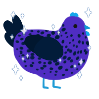 Blueberry, a indigo and tumblr chicken with a speckle pattern