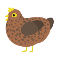 Cookie, a brown and bark chicken with a speckle pattern