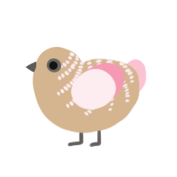 palindrome, a beige and rose chicken with a half-bar pattern