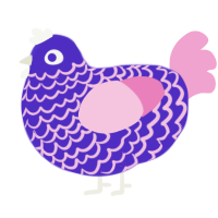 (unnamed), a indigo and pink chicken with a lace pattern