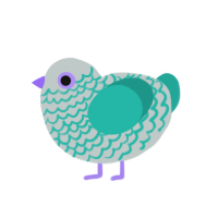 (unnamed), a silver and turquoise chicken with a lace pattern