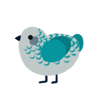 MAYBE, a silver and teal chicken with a half-lace pattern