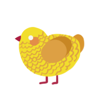 (unnamed), a yellow and orange chicken with a lace pattern