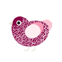 Undercooked, a maroon and rose chicken with a double-lace pattern