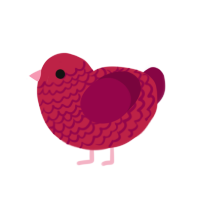 creetur, a crimson and maroon chicken with a lace pattern