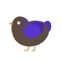 glaring kiwi, a bark and indigo chicken with a half-bar pattern