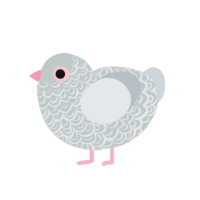 Lil Pidge, a silver and mist chicken with a double-lace pattern