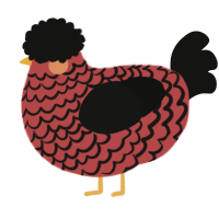 (unnamed), a red and black chicken with a lace pattern