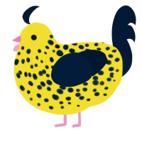 Leppard, a yellow and tumblr chicken with a speckle pattern