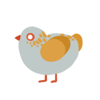 Fleckles, a silver and orange chicken with a neck-speckle pattern