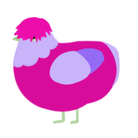 Bubblegum, a fuchsia and lilac chicken with a head pattern