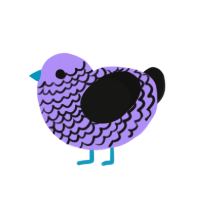 Trurple, a lilac and black chicken with a lace pattern