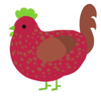 chicken pox, a crimson and russet chicken with a speckle pattern