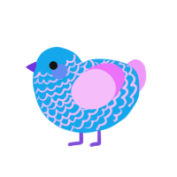 Sky, a sky and lavender chicken with a lace pattern