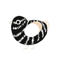 Null n Void ig, a black and cream chicken with a bar pattern