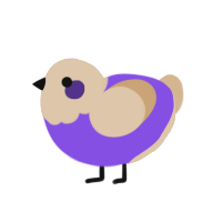 BlackCurrant Oatmeal, a blurple and beige chicken with a head pattern