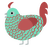 ITS CHRISTMAS, a mint and red chicken with a lace pattern