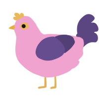 Opila Bird, a pink and overcast chicken