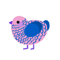 sugar, a pink and ultramarine chicken with a lace pattern