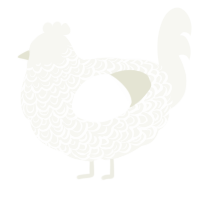 Bride, a white chicken with a double-lace pattern