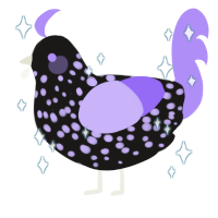 Starlight, a sable and lilac chicken with a speckle pattern